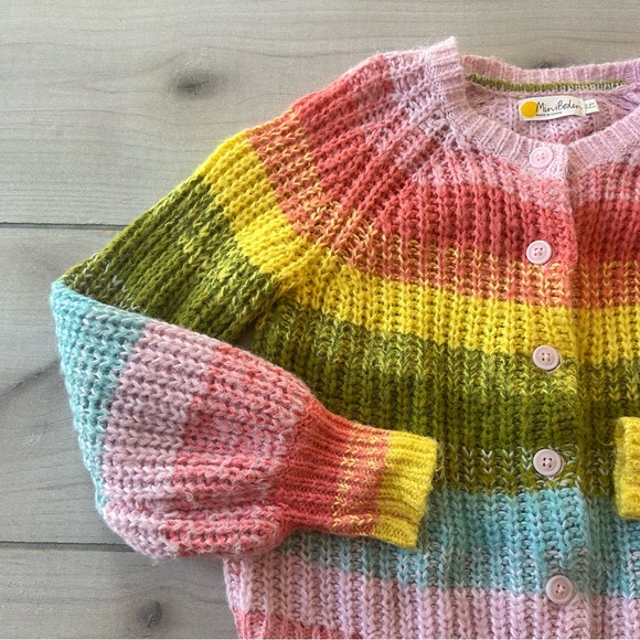Mini Boden Multicolor Striped Rainbow Cardigan Sweater - Picture 3 of 3